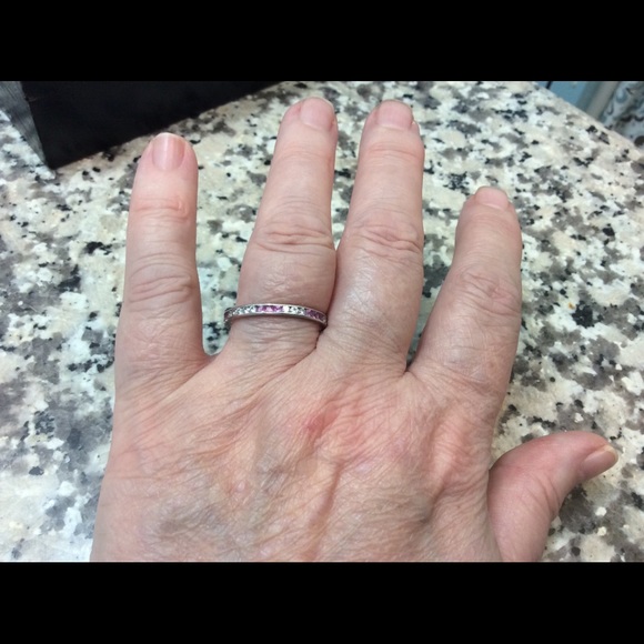 Diamond and pink sapphire 1 ctw 14 k white gold - Picture 3 of 6